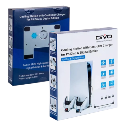 PlayStation PS5 Cooling Stand with Dual Controller Charging Station by OIVO